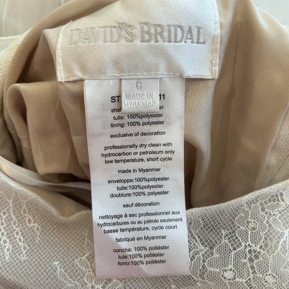 David's Bridal Lace Illusion & Tulle Flower Girl Dress WG1411 Ivory/Champagne 6 - Picture 10 of 10